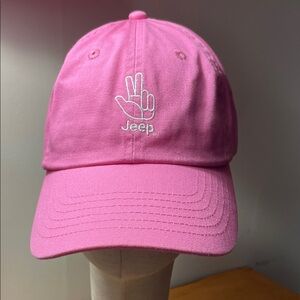 Jedco Jeep Pink Embroidered Peace-Hand Baseball Cap